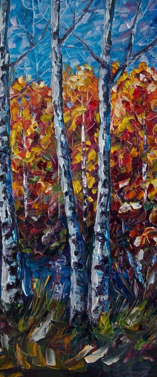 Autumn Aspen Trees by Lena Owens at OLena Art