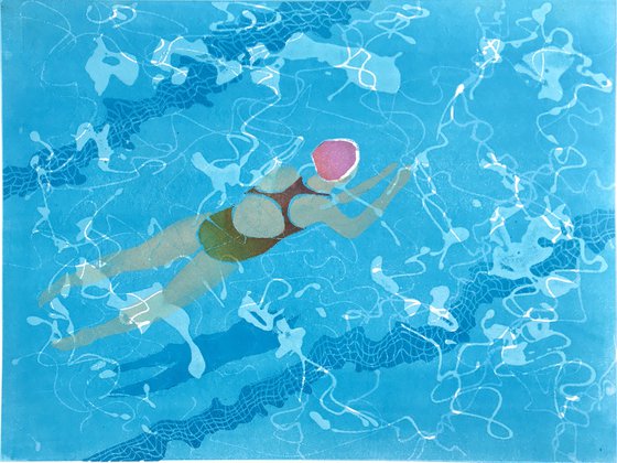 Swimmer in Blue Pool