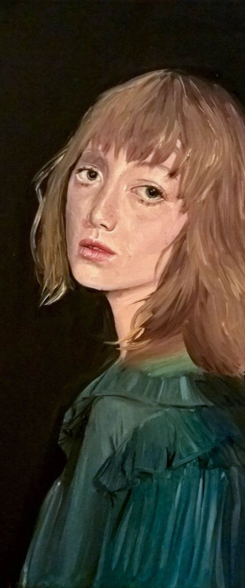 Girl in aquamarine dress by Viktória Déri