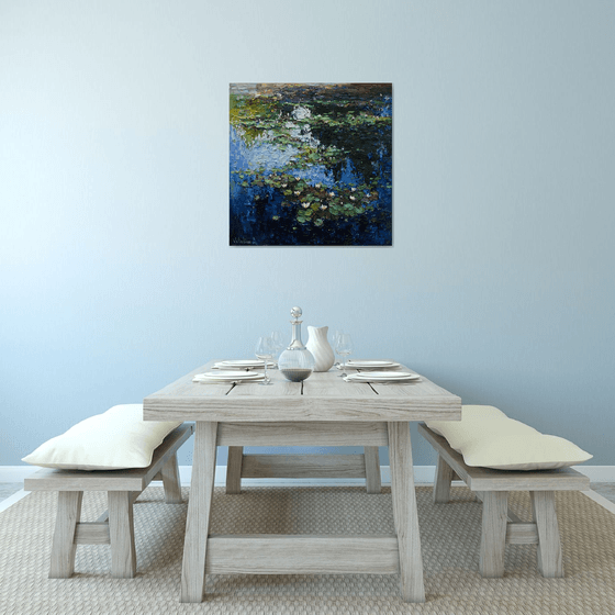 White Water Lilies - Impasto Original Oil painting