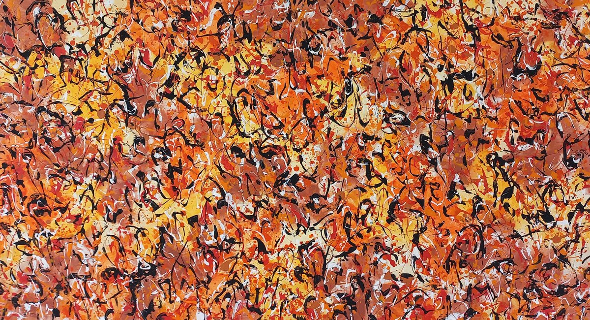 Abstract Acrylic Painting By Max Yaskin, 78 X 43", Expression 8 By M.y., Original Artwork