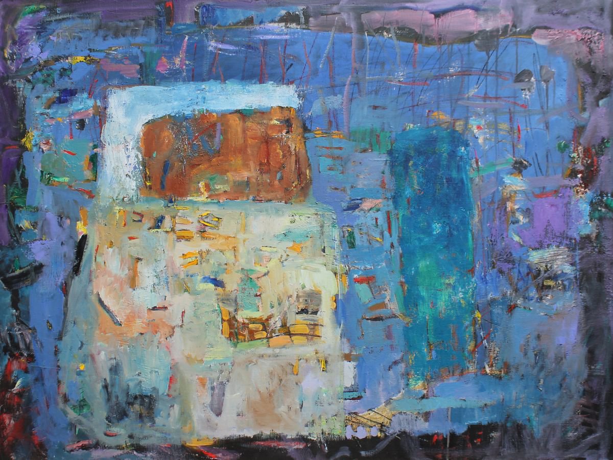 Abstract Oil Painting By Sergiy Dekalyuk, 47 X 35", Symmetry On The Edge Of The World, Original Artwork