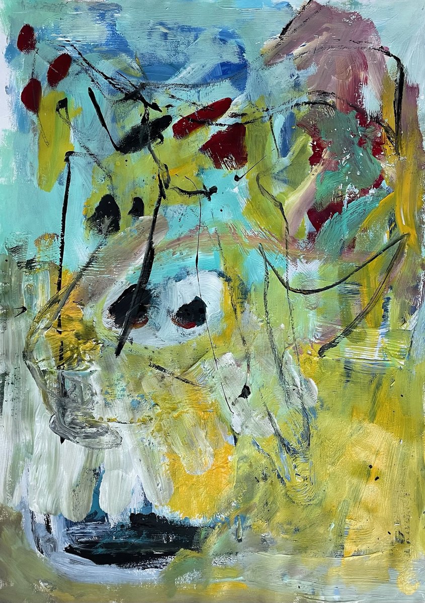 Organic Abstract Acrylic Painting By Christel Haag, 17 X 23, Free Spirit, Original Artwork