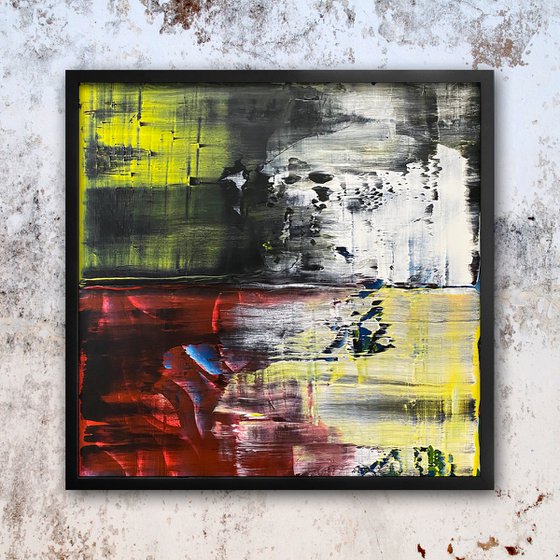 "Make Me" - Original PMS Large Abstract Acrylic Painting On Wood, Framed - 26" x 26"