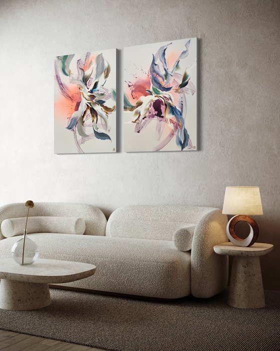 Plumage in Motion Diptych