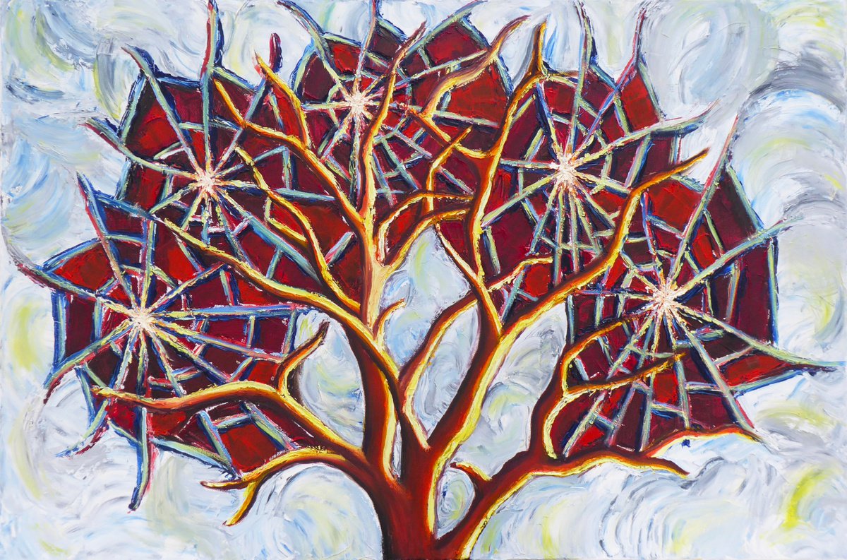 Abstract Botanical Oil Painting By Jacqueline Talbot, 36 X 24, Regeneration, Original Artwork