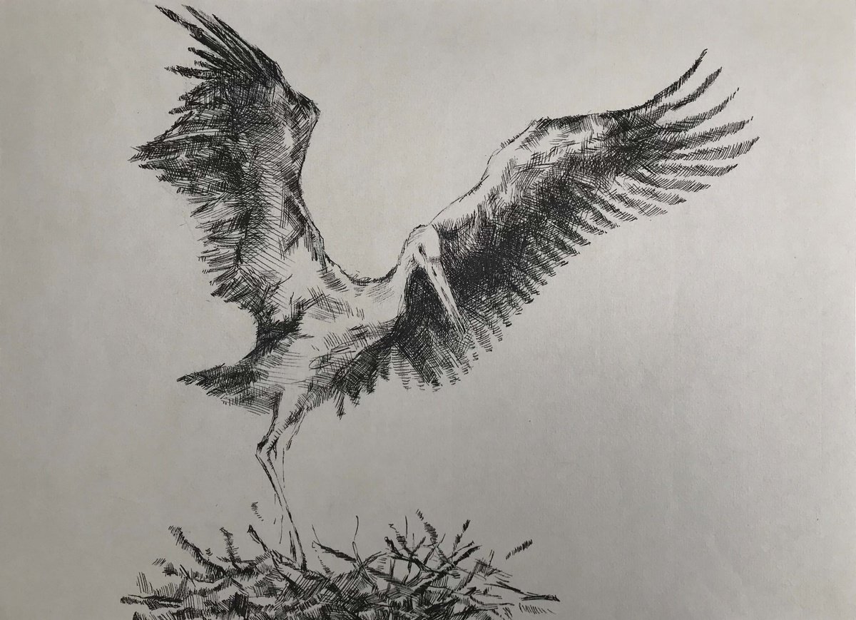 Dancing stork. one of a kind, original, handmade. by Galina Poloz