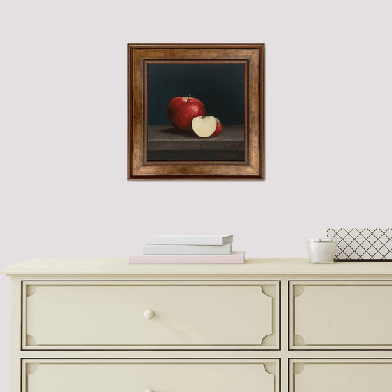 Still life apples (25x25cm, oil painting, ready to hang)