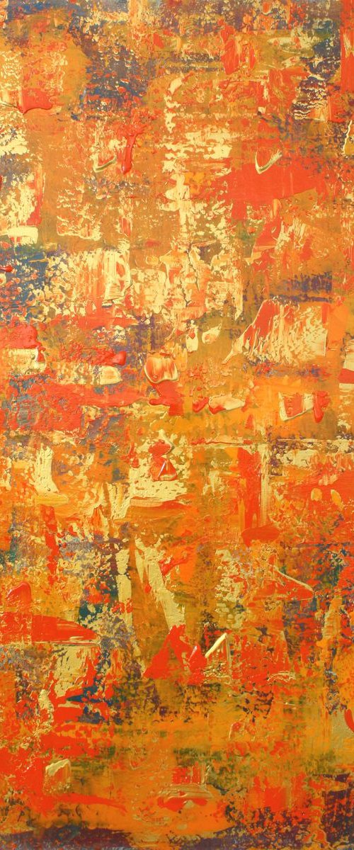 Abstract Gold, Orange Panel II by Robert Lynn