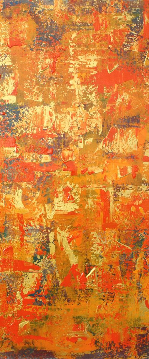 Abstract Gold, Orange Panel II by Robert Lynn