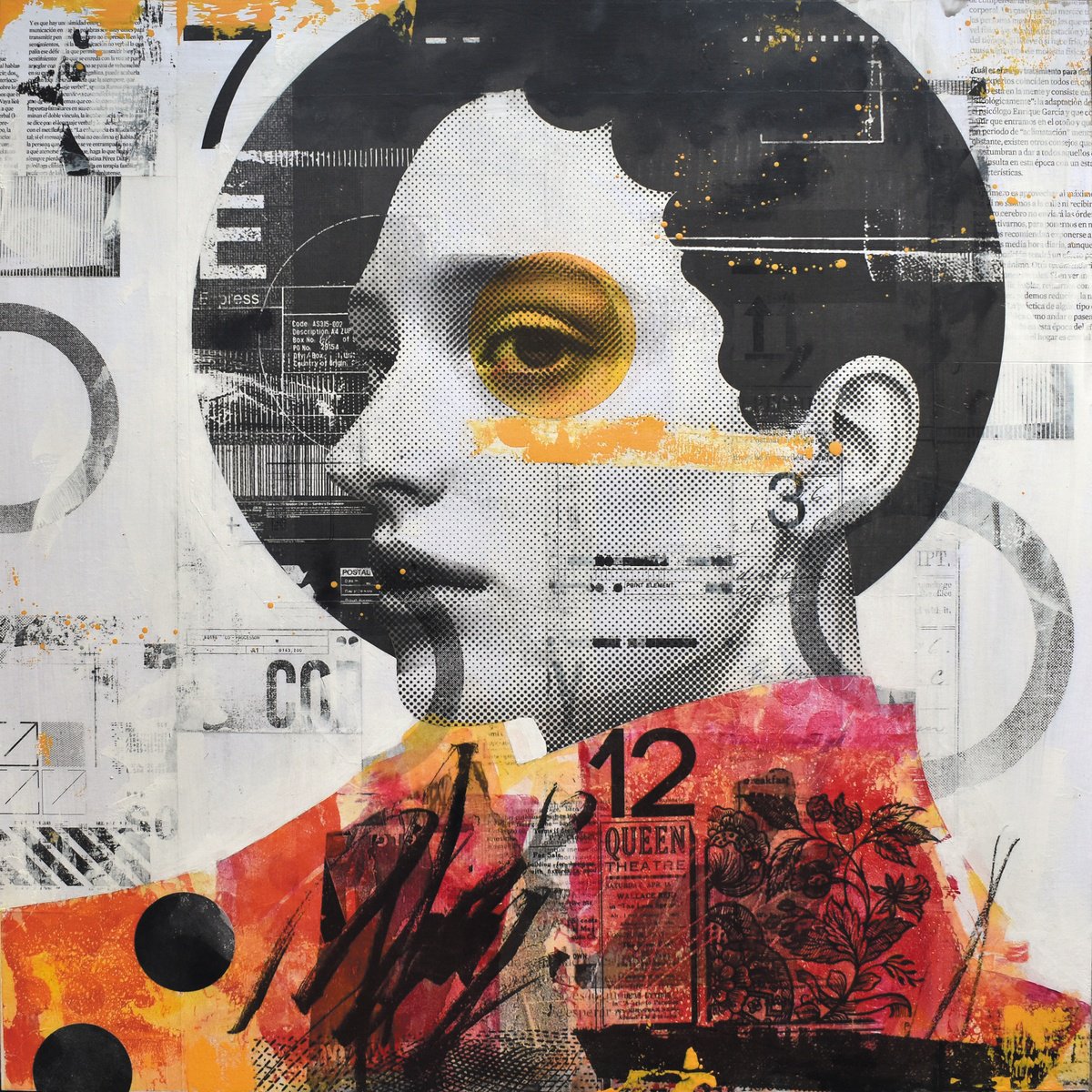 Urban And Pop Collage , 335_Enigmatic Portrait By Manel Villalonga, 24 X 24, Artwork For Sale On Artfinder