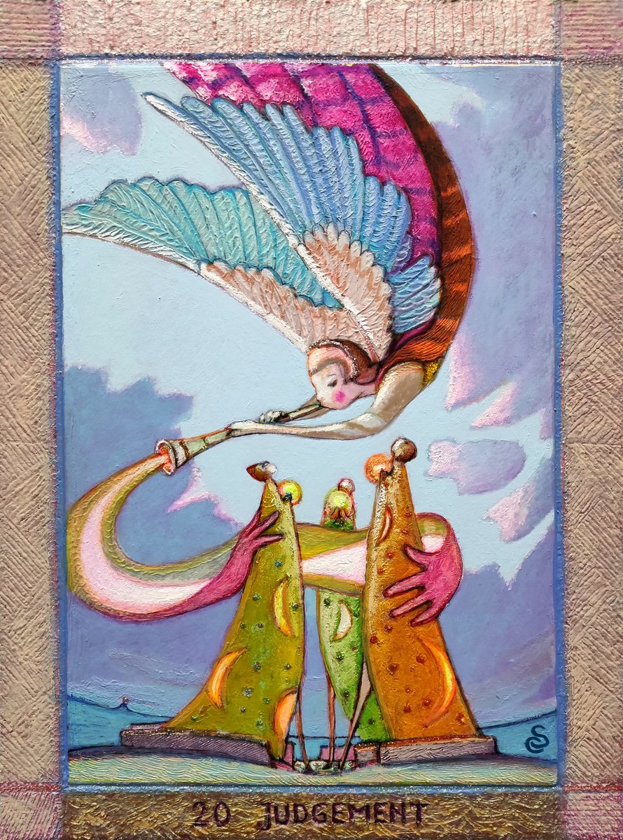 Surrealistic Portrait Painting By Carlo Salomoni, 10 X 14, Judgement - 20, Original Artwork