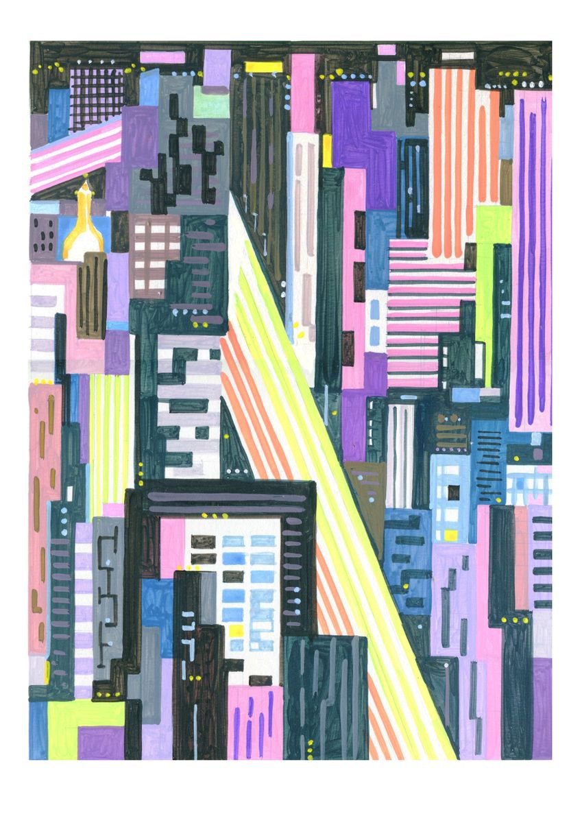 Urban And Pop Acrylic Painting , Bangkok_Night-00 By Andre Baldet, 13 X 18, Artwork For Sale On Artfinder