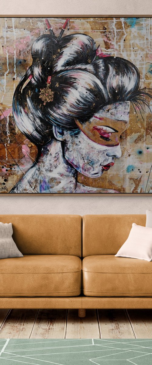 Yasuragi 120cm x 120cm Textured Book Page Abstract Realism Art by Franko