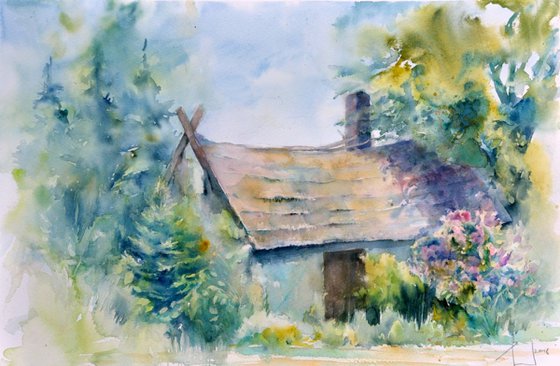 FORSAKEN HOUSE  original watercolour 55x36