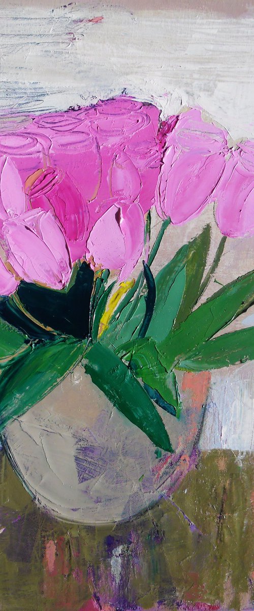 Pink tulips by Victoria Cozmolici