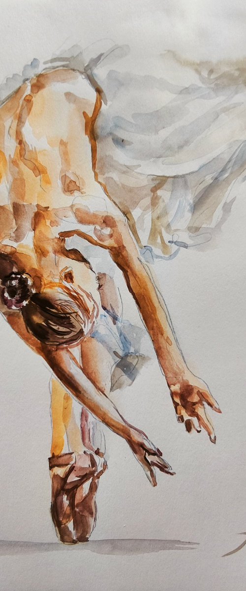 Ballerina watercolor drawing by Annet Loginova