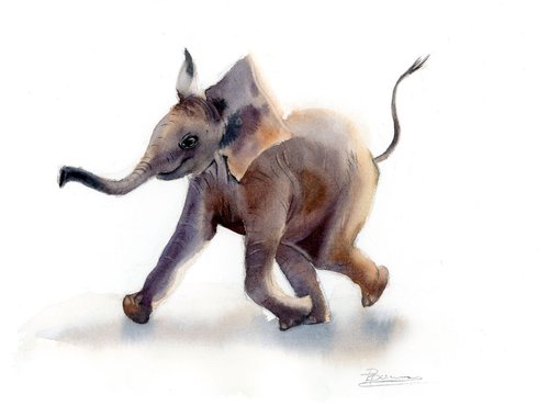 Running elephant by Olga Shefranov (Tchefranov)