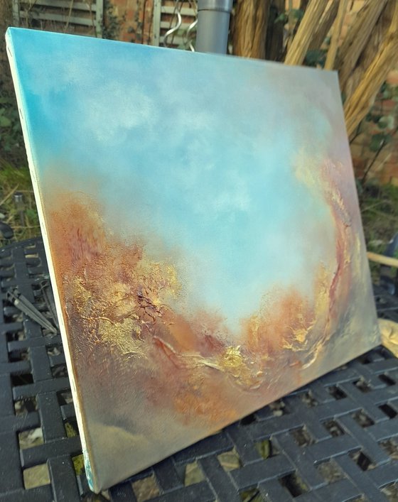 DELUGE (Abstract slimline cloudscape oil painting)