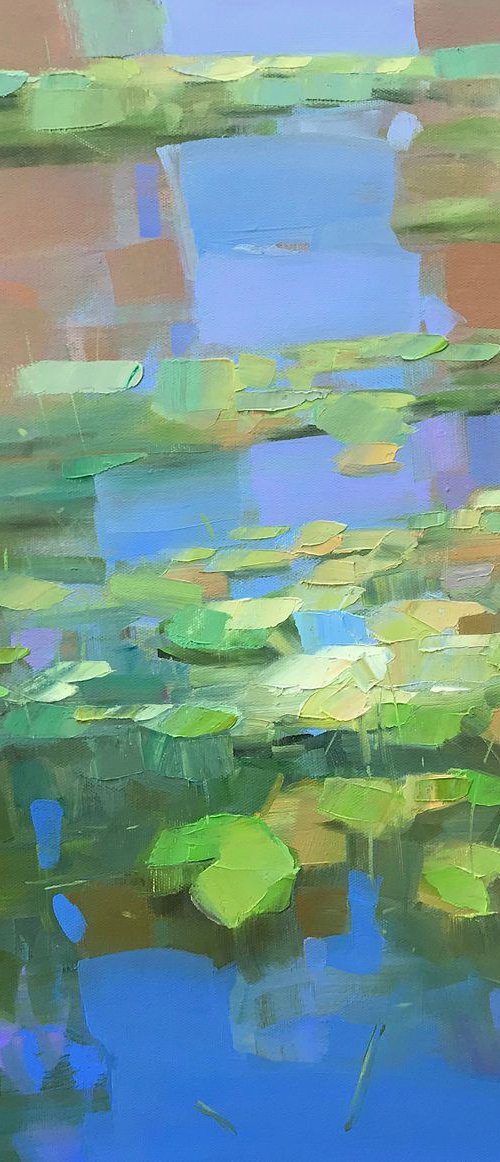 Waterlilies Pond, Original oil Painting, Handmade artwork, One of a Kind by Vahe Yeremyan