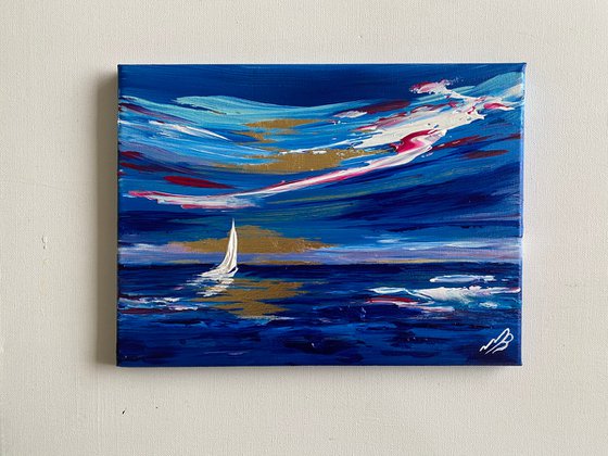 Abstract Seascape on Gold Leaf