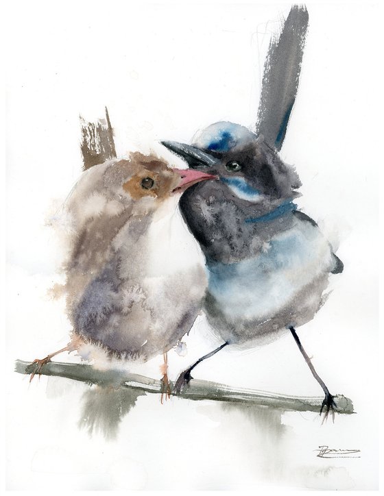 Pair of  wrens (birds)