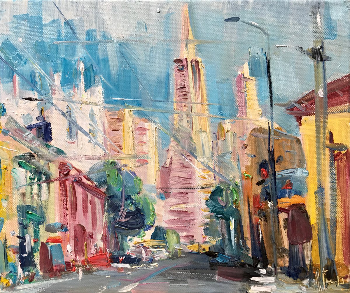 ◆Ｚampini Ａntonio　「街の景色」　油彩F6 号◆ San Francisco. Oil painting: Altin Furxhi | Artfinder