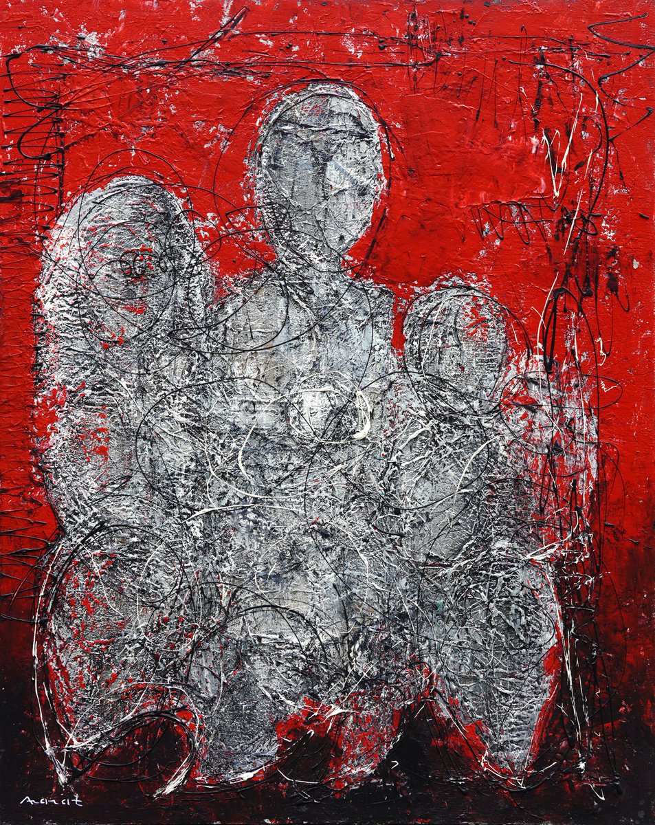Abstract - family -1(100x90cm, oil painting) by Ararat Aleksanyan