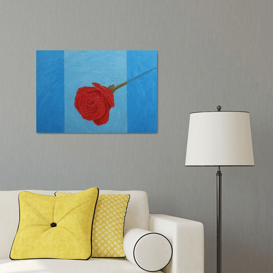 Forever Lovely - spring shower red rose painting; gift ideas; home, office decor