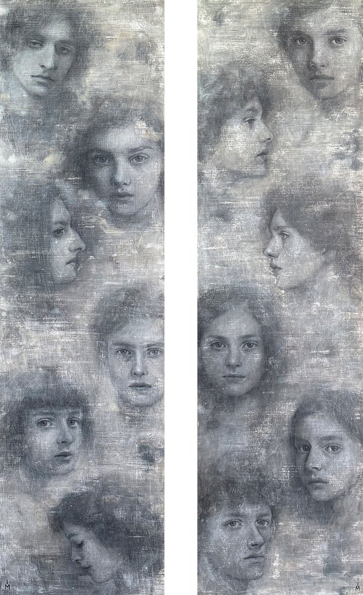 Surrealistic Portrait Painting By Margarita Ivanova, 22 X 35", Birch, Original Artwork