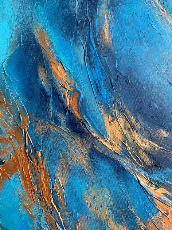 Blue Planet - XL LARGE,  TEXTURED ABSTRACT ART – EXPRESSIONS OF ENERGY AND LIGHT. READY TO HANG!