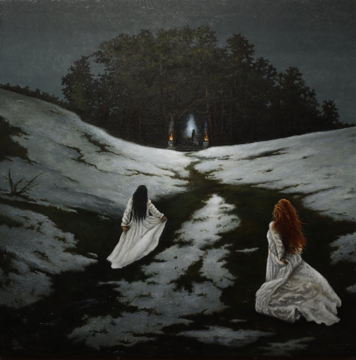 Impressionistic Portrait Oil Painting By Oleg Baulin, 31 X 31", Return, Original Artwork