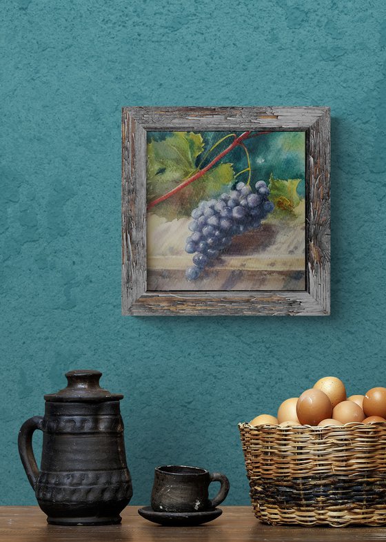 GRAPES - mini painting, origal art gift