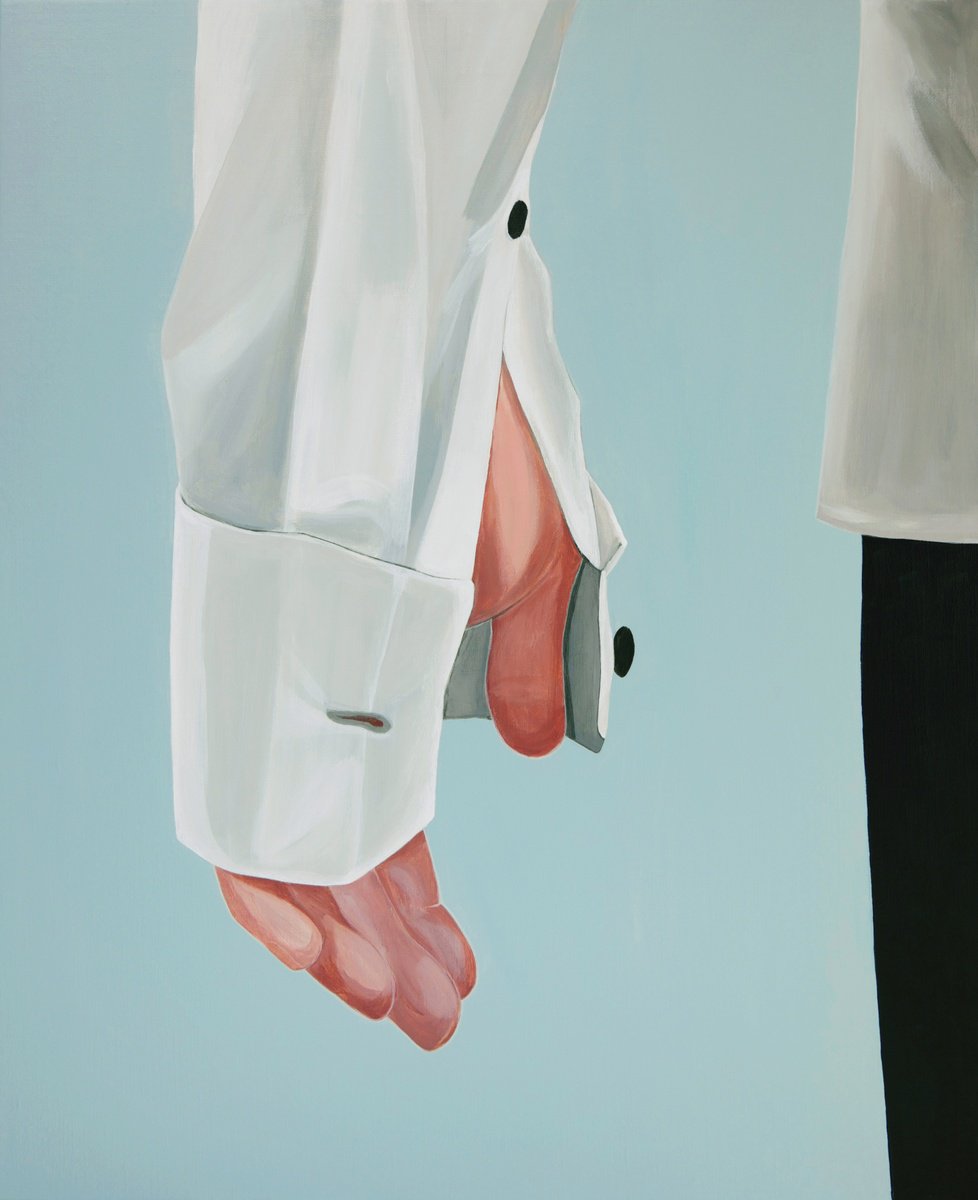 Expressive Portrait Acrylic Painting By Young Park, 21 X 26", Drop By, Original Artwork