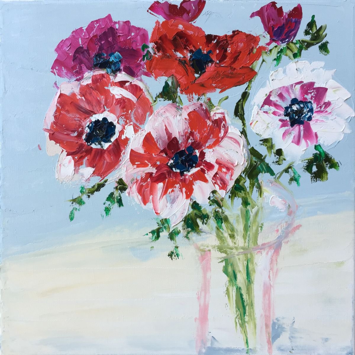 Vase of Poppies 14x14 by Emma Bell