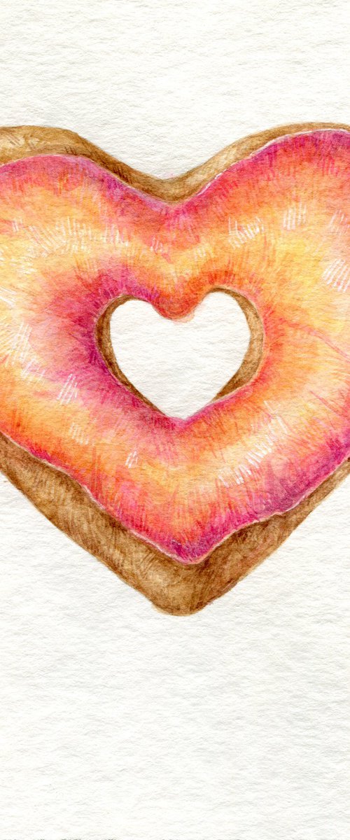 Watecolor heart shaped donut by Liliya Rodnikova