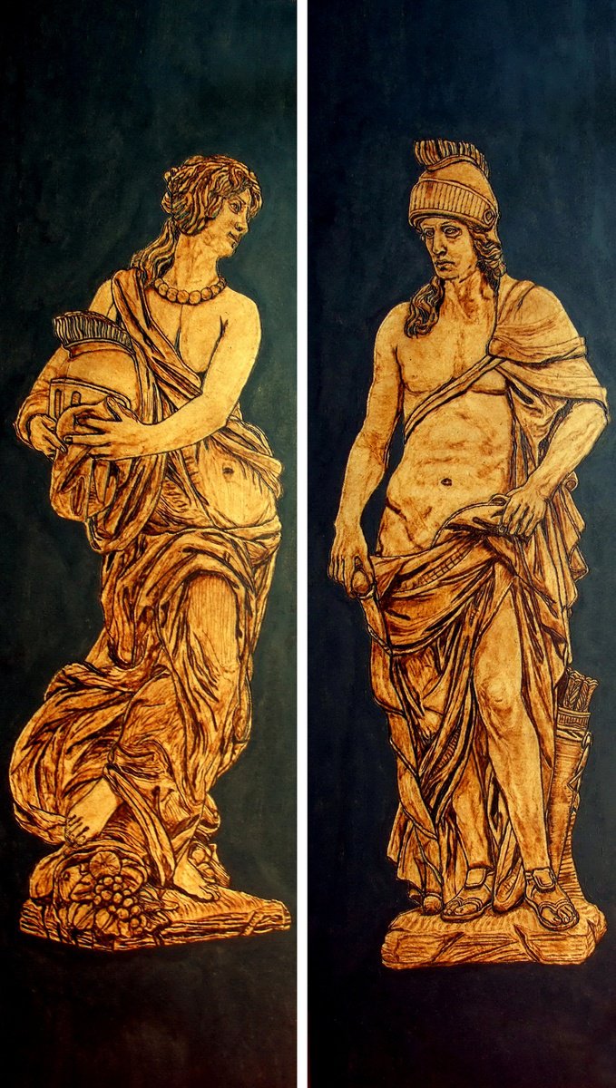 Expressive Portrait Painting By Milis Pyrography, 16 X 28", Longing, Original Artwork