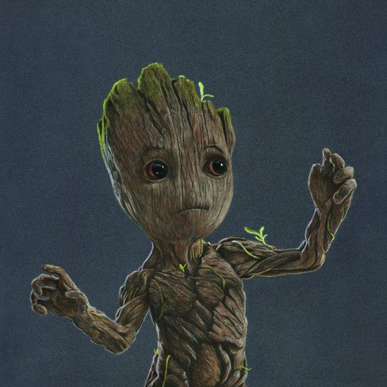 Original pastel drawing "Baby Groot"