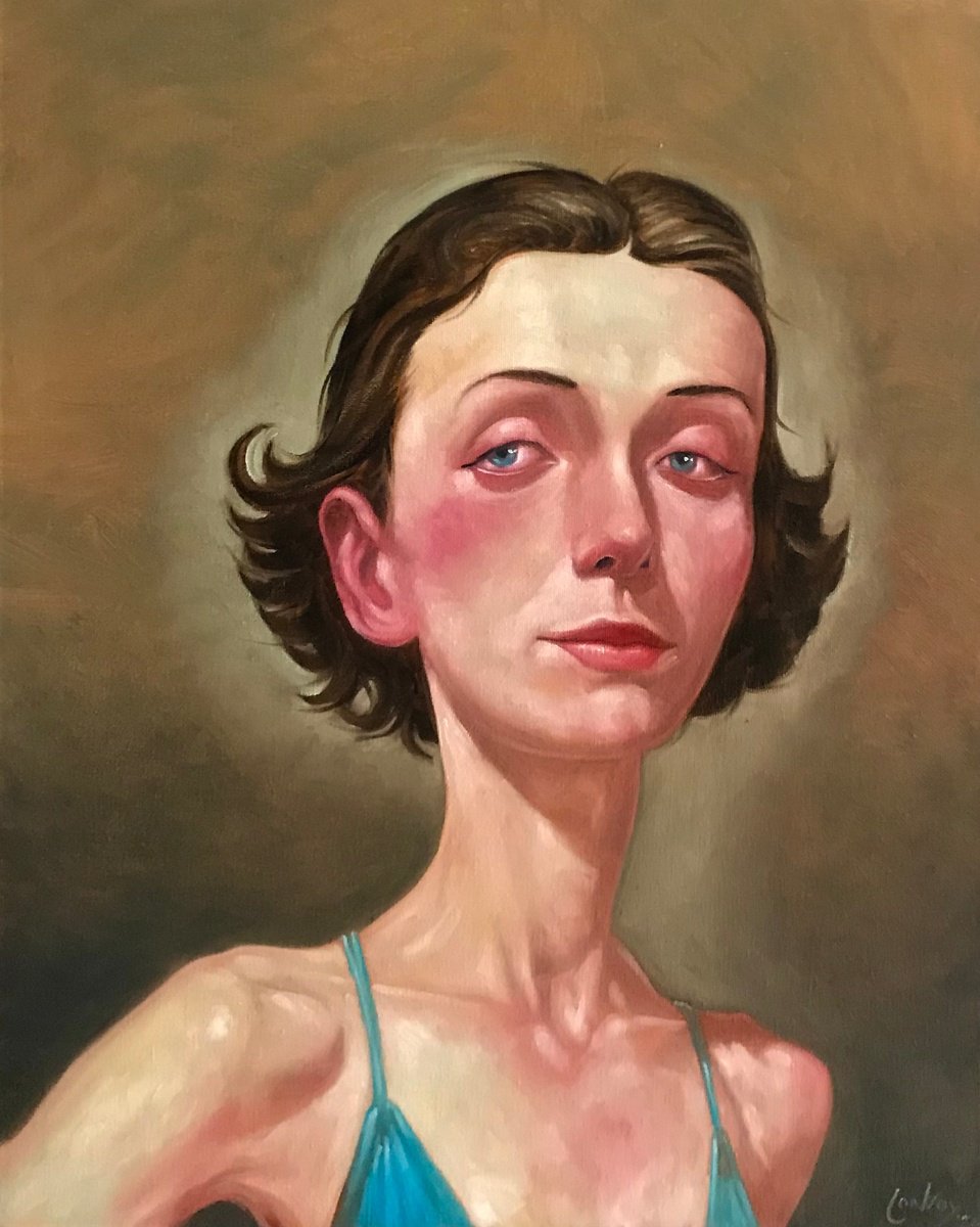 Expressive Portrait Oil Painting By Pete Conroy, 16 X 20", Standing Tall, Original Artwork