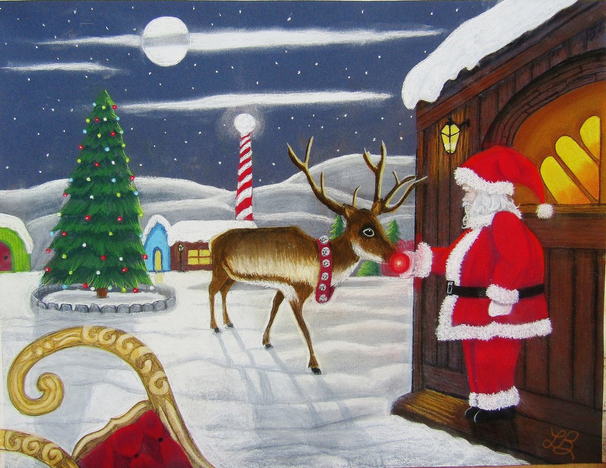 Santa and Rudolph by Linda Burnett