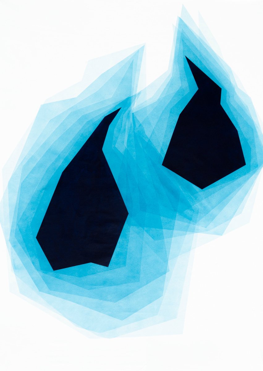 Abstract Acrylic Painting By Catia Goffinet, 43 X 59, Soulmate Blue 2, Original Artwork