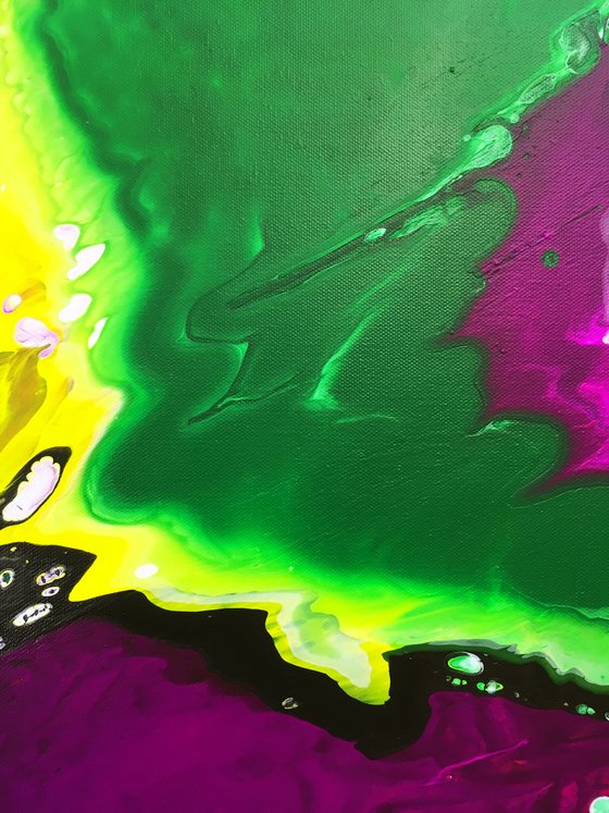 "Hooked On A Feeling" - Original Abstract PMS Fluid Acrylic Painting, 24 x 18 inches