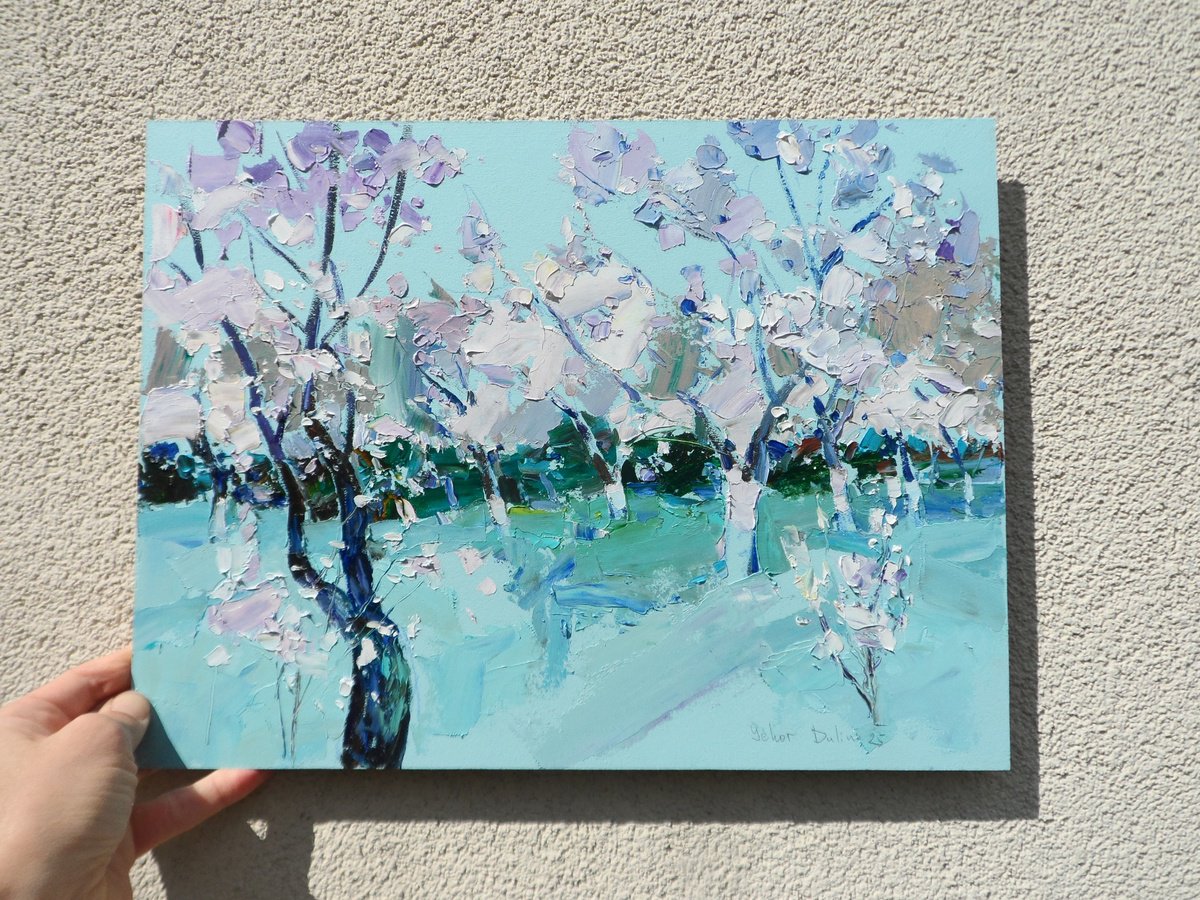 Expressive Botanical Oil Painting By Yehor Dulin, 16 X 12", " Gardens Are Blooming ", Original Artwork