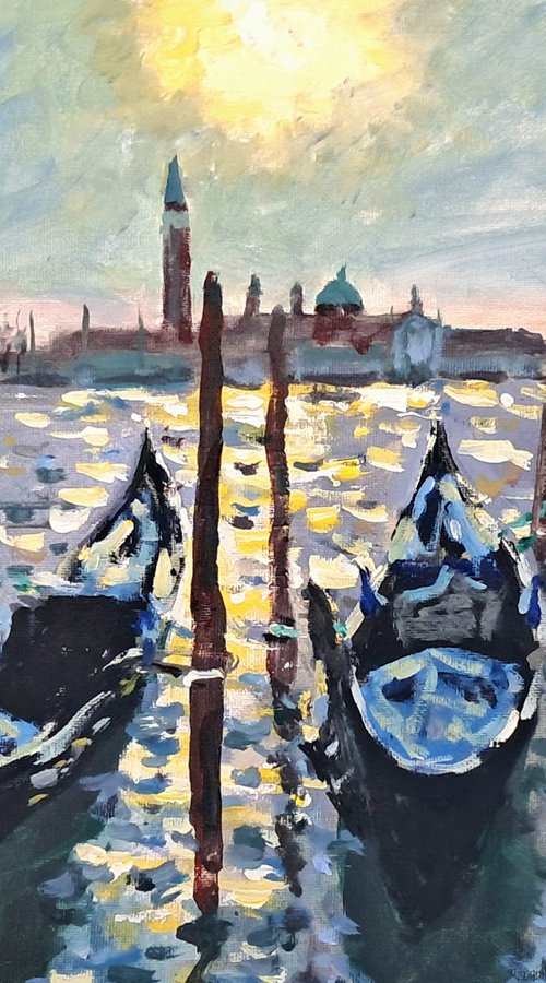 3 venetian Gondolas by Dimitris Voyiazoglou