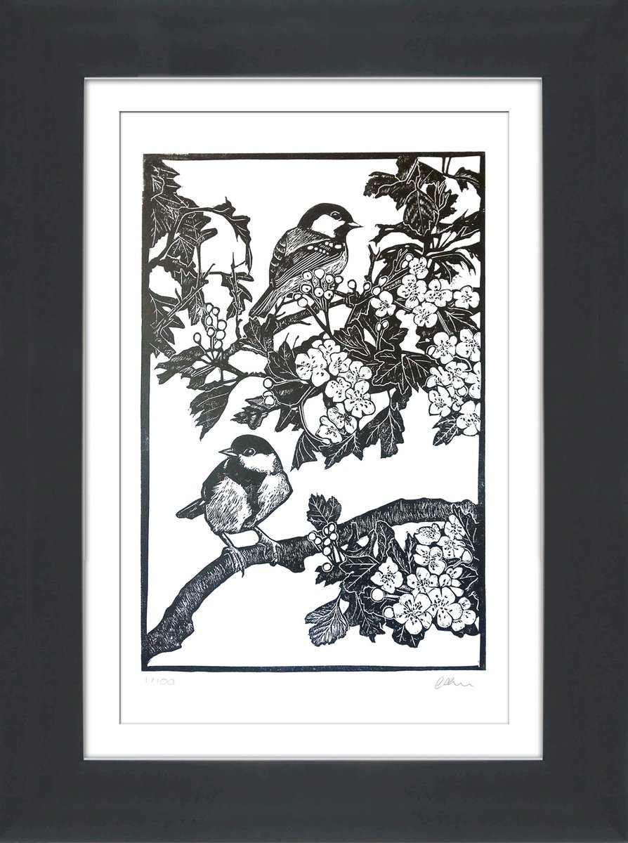 Animal Linocut By Carolynne Coulson, 14 X 19, At Home In The Hawthorn, Original Artwork