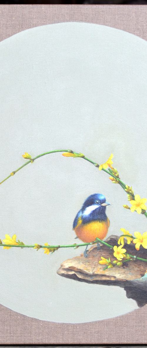 Little birds and flowers by Kunlong Wang