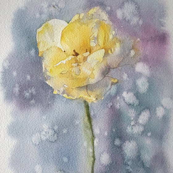 Triptych yellow flowers