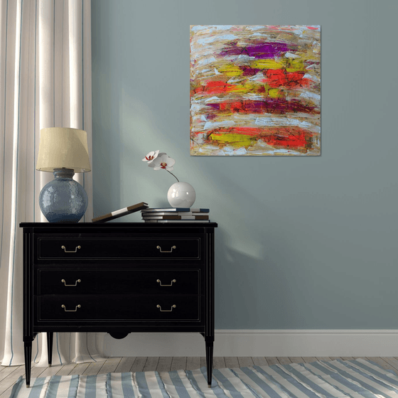 "Hot For Teacher" - FREE USA SHIPPING - Original PMS Abstract Acrylic Painting On Canvas - 30" x 30"