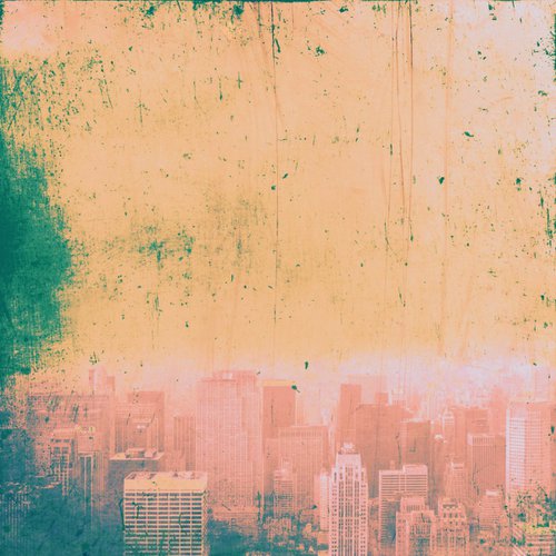 New York red blue green and gold by Nadia Attura