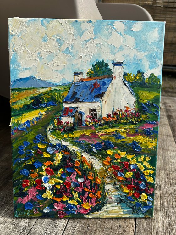 Old house with flowers